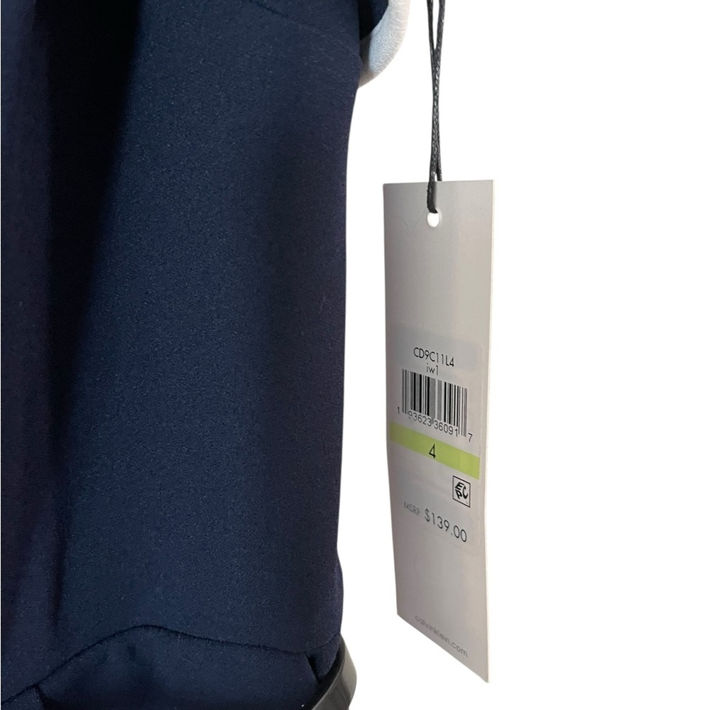 NWT Calvin Klein Navy White Accents Belted Wide Leg Jumpsuit Women Size 4 - Picture 7 of 9